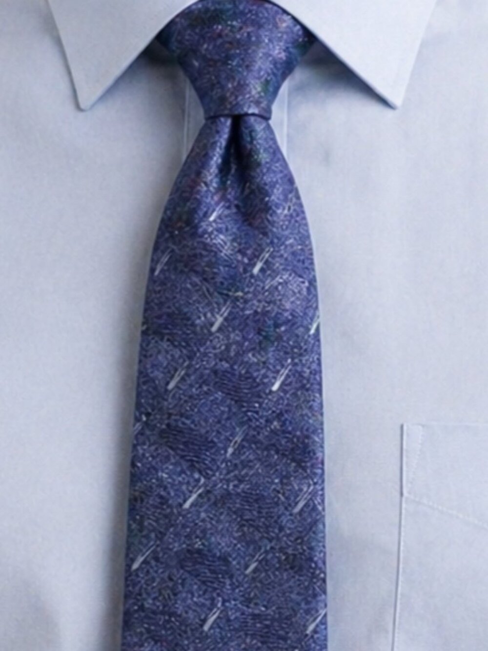 Zylos Gold George Machado Men's Necktie Blue Silver Geometric Silk 4"X59" Class